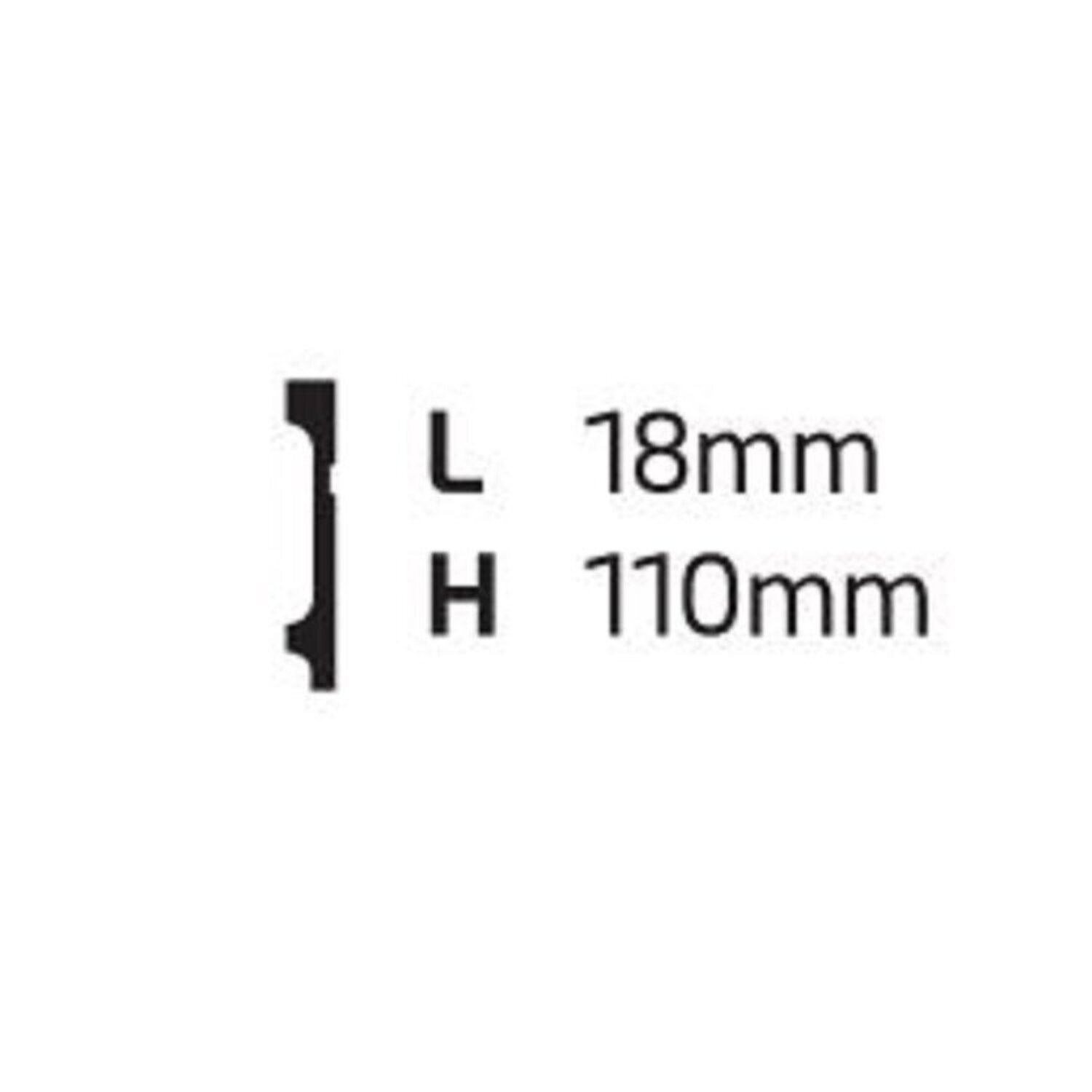 Kit c/30 barras Rodapé GART de Poliestireno FB11  18mmx11cm Metro Linear  73,2m - 2