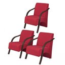 Ver imagem 1 de Kit C- 3 Poltronas de 1 Lugar Braço Madeira Dsalla Suede
