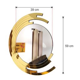 Espelho decorativo de parede redondo com moldura Premium Santorini Dourado - 4