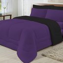 Ver imagem 6 de Edredom Dupla Face 100% Algodão Malha Queen Gran Moratta 01 Peça - Preto- Roxo