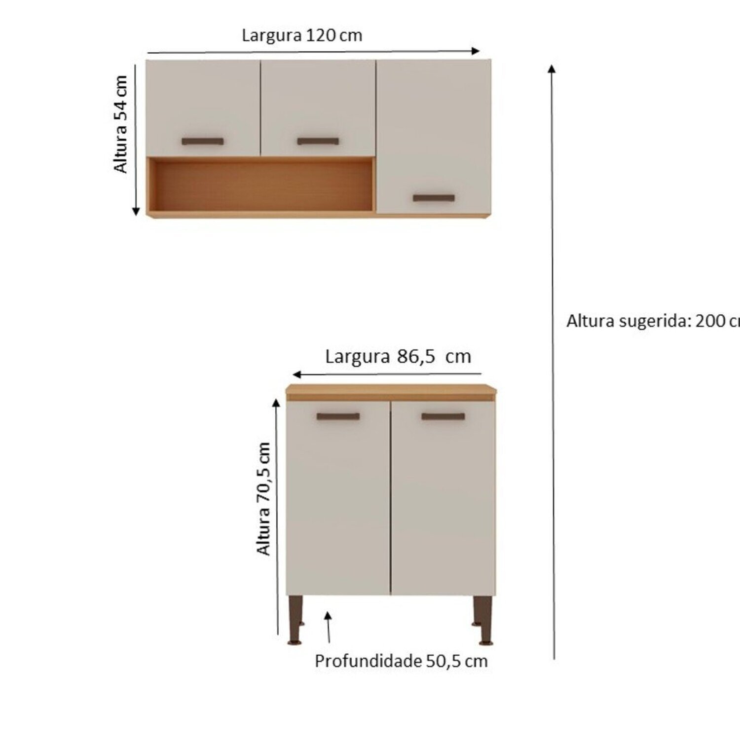 Lavanderia Modulada 2 Peças , 1 Armário Aéreo 1 Balcão Duas Portas 100% Mdf - 4