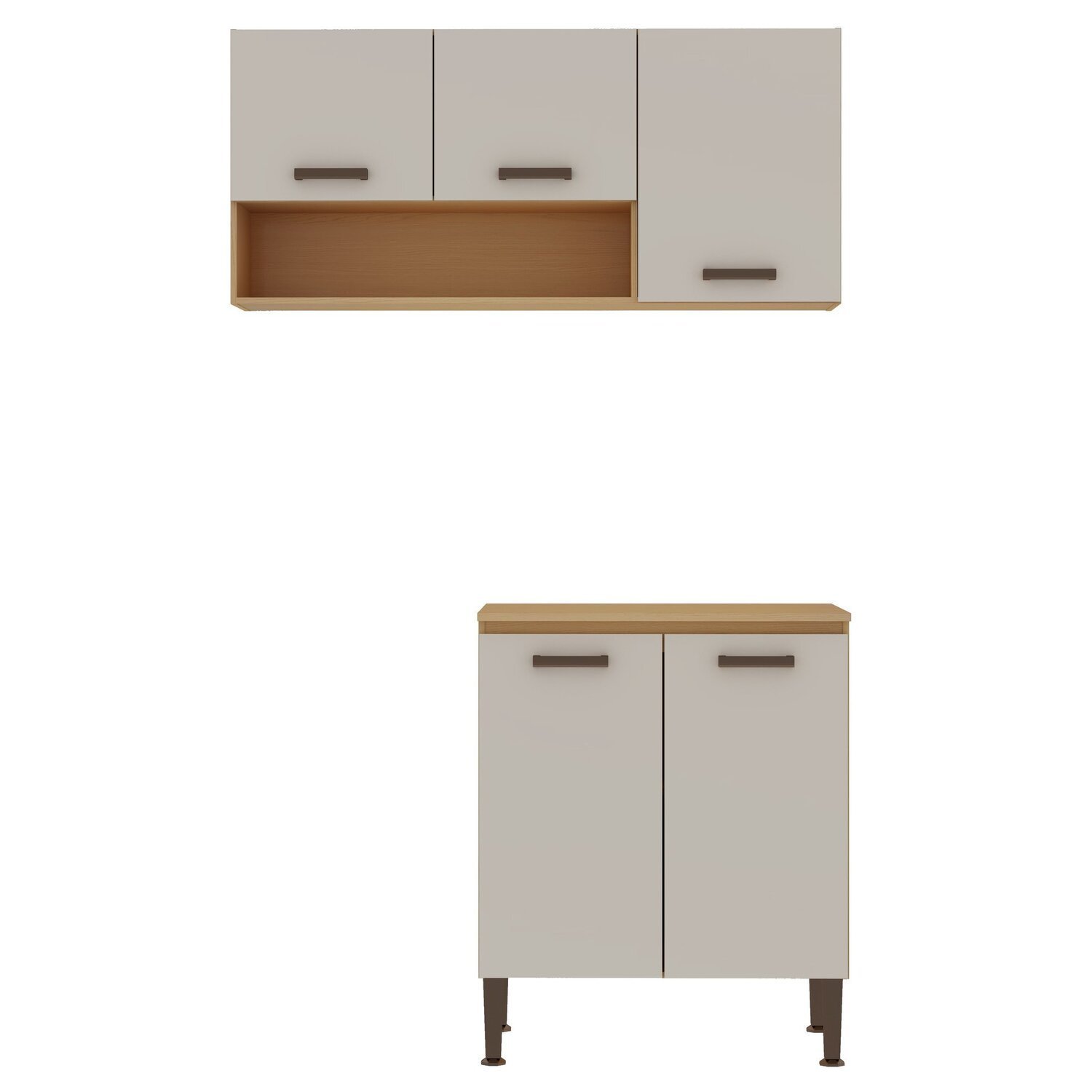 Lavanderia Modulada 2 Peças , 1 Armário Aéreo 1 Balcão Duas Portas 100% Mdf - 2