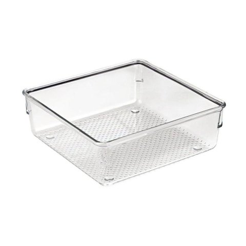 Organizador de Gavetas Modular Multiúso em Plástico Transparente 15,3x15cm Branco