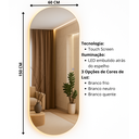Ver imagem 4 de Espelho Led de Parede Touch com Display Digital e 3 Cores de Luz 150x60 Cm