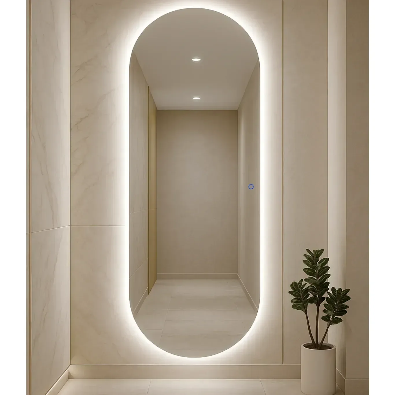 Ver imagem 2 de Espelho Led de Parede Touch com Display Digital e 3 Cores de Luz 150x60 Cm