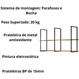 Prateleira Madeira Industrial Suspensa 140 Cm Multiuso - 4