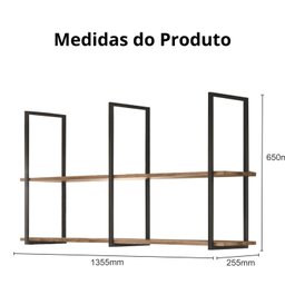 Prateleira Madeira Industrial Suspensa 140 Cm Multiuso - 5