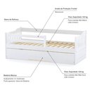 Ver imagem 4 de Bicama Infantil com Grade de Proteção Madeira Maciça Branco Mobilistore