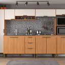 Ver imagem 1 de Cozinha Alta Completa Modulada 6 Peças Carol 300x193 Marrom/Freijó/Off White