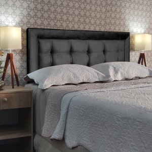 Cabeceira Cama Casal Lexus Diamond 2 Suede Cinza 60 Rbl