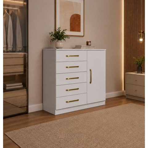 Cômoda 5 Gavetas Sapateira Julia Branco