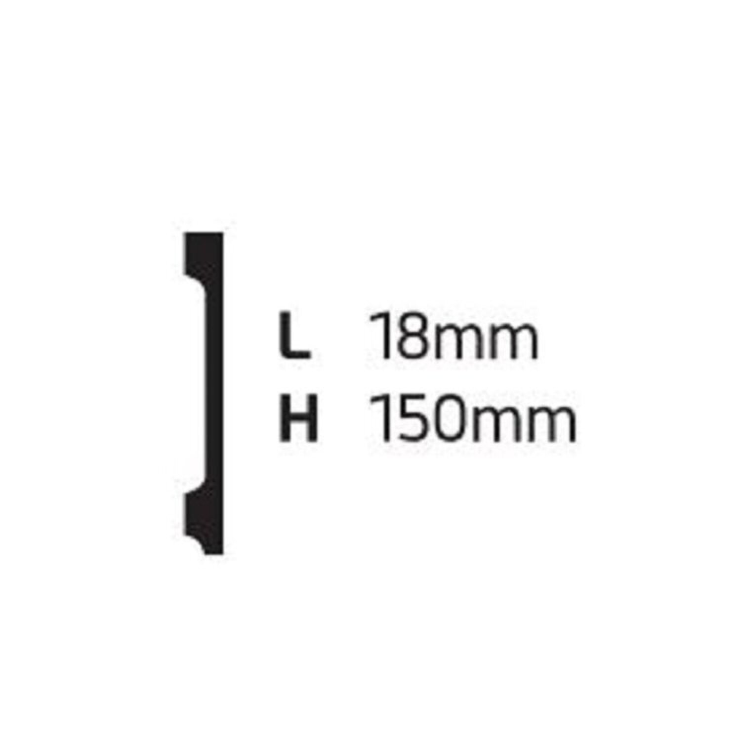 Kit c/3 barras Rodapé GART de Poliestireno WB15 18mmx15cm Metro Linear  7,32m - 2