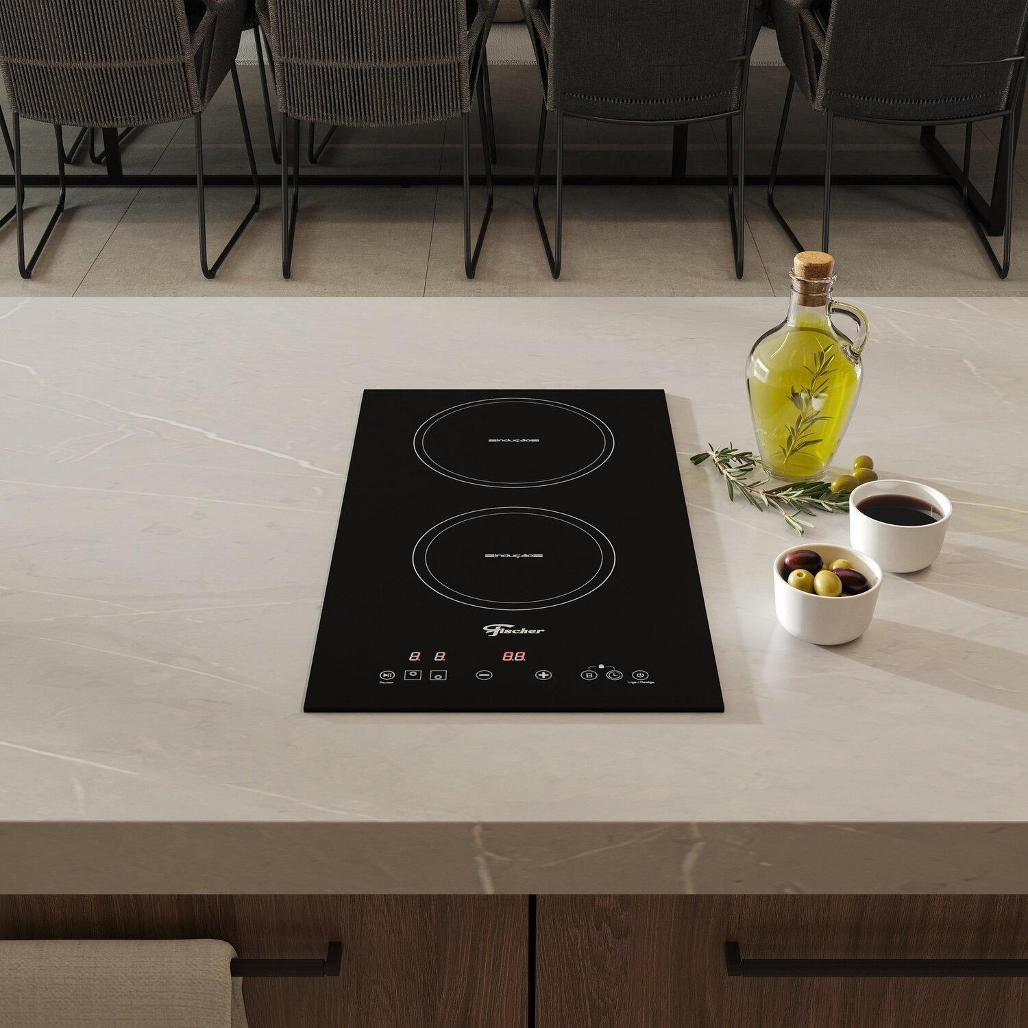 Cooktop Fischer 2q por Indução Mesa Vitrocerâmica Touch 220v - 5