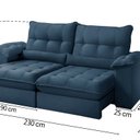 Ver imagem 4 de Sofá Retrátil Reclinável Molas Ensacadas Chicago 230 Cm Veludo Azul