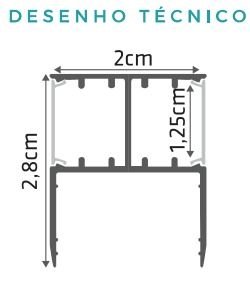 Perfil de Embutir Linear Duplo Alumínio Prata Gaya 9147 Perfil Slim Duplo Prata - 2 Metros - 5