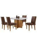 Ver imagem 2 de Sala de Jantar Mesa 90cm Olímpia em Mdf com Vidro Canto Copo 4 Cadeiras Liz Moderna Mobilia