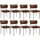 Ver imagem 1 de Kit 08 Cadeiras Estofadas para Sala de Jantar Melina Base Arena L02 Couríssimo Marrom - Lyam Decor