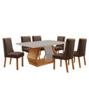 Ver imagem 7 de Mesa de Jantar com Cadeiras Alvorada Carolina 6 Lugares Retangular MDF com Vidro 180cm Marrom