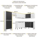 Ver imagem 3 de Armário de Cozinha Completa 8 peças Xangai Soul Multimóveis Branco/Preto