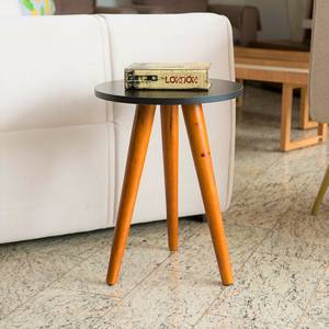 Mesinha Lateral Preta com Pés Palito Retro Decoração Apoio para Sala Quarto
