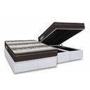 Ver imagem 1 de Cama Box Baú Queen: Colchão Ortopédico Ortobom Light + Base Crc Courano White (158x198)