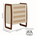 Ver imagem 4 de Cômoda com Rattan 4 Gavetas 6028 Meyer Móveis - Nude Laca com Pés Castanho Envelhecido