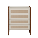 Ver imagem 3 de Cômoda com Rattan 4 Gavetas 6028 Meyer Móveis - Nude Laca com Pés Castanho Envelhecido
