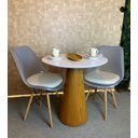 Ver imagem 3 de Mesa de Jantar Cone 60 cm Base Madeira Freijó Tampo Laqueado Branco - Marrom
