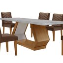 Ver imagem 7 de Mesa de Jantar Alvorada 180cm com 6 Cadeiras Liz Moderna Veludo Marrom/off White/imbuia