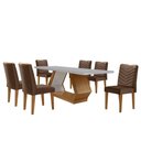 Ver imagem 2 de Mesa de Jantar Alvorada 180cm com 6 Cadeiras Liz Moderna Veludo Marrom/off White/imbuia