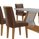 Ver mais imagens de Mesa de Jantar Alvorada 180cm com 6 Cadeiras Liz Moderna Veludo Marrom/off White/imbuia