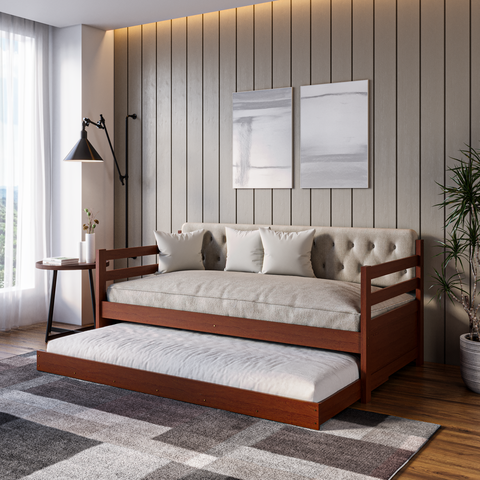 Sofá Cama Bicama Solteiro Madeira Maciça Lux