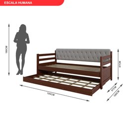 Sofá Cama Bicama Solteiro Madeira Maciça Lux - 3