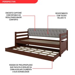 Sofá Cama Bicama Solteiro Madeira Maciça Lux - 4