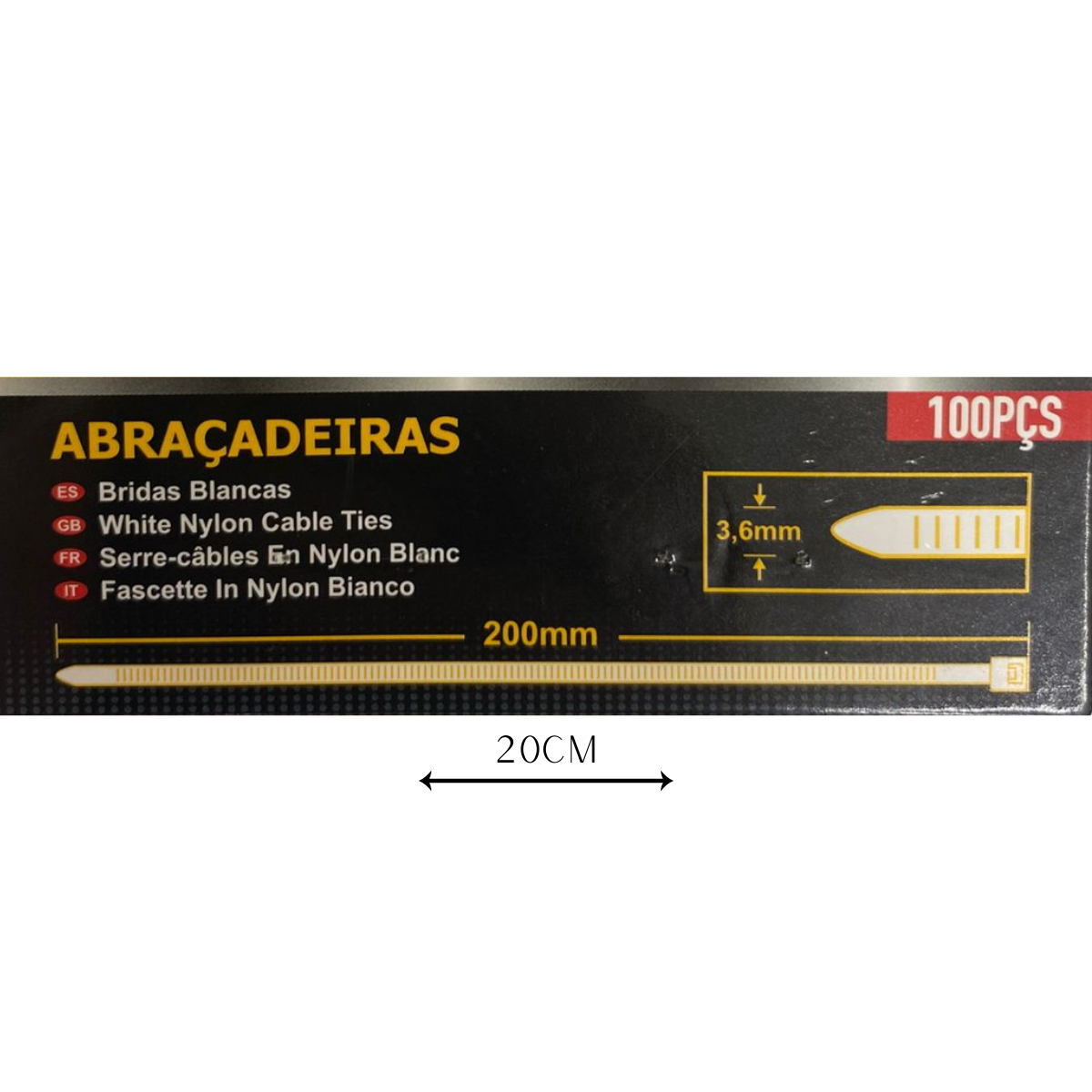 Abraçadeira Nylon Enforca 3,6 X 200mm Kit C/ 100 Cinta Plástica Fixadora Fita Hellerman 20cm Preta - 4