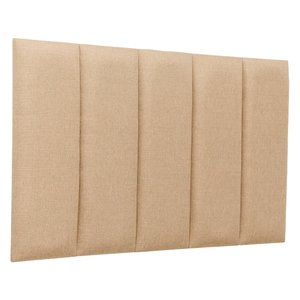Cabeceira Solteiro Linho Bege Placa Modulada Estofada Ripada Adesiva