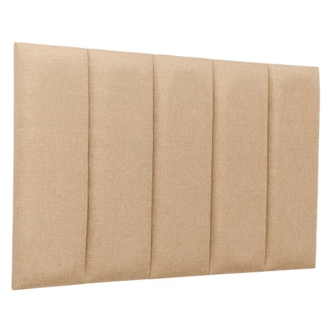 Cabeceira Solteiro Linho Bege Placa Modulada Estofada Ripada Adesiva