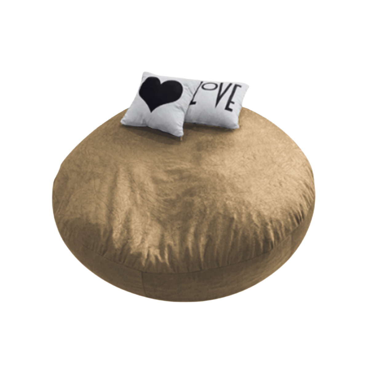 Puff Pera Redondo Gigante Suede com Enchimento Almofadão Decoração Conforto - Bege