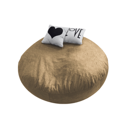 Puff Pera Redondo Gigante Suede com Enchimento Almofadão Decoração Conforto - Bege - 1
