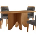 Ver imagem 3 de Mesa Evora 120 Mdf com 4 Cadeiras Carol Veludo Grafite Naturalle
