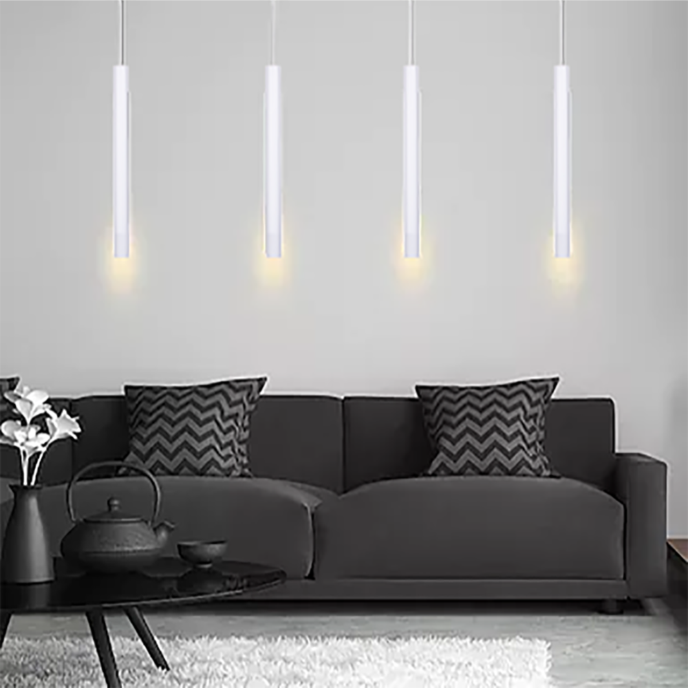 Kit 9 Pendente Luminária Tubo Branco 40 Cm - 4
