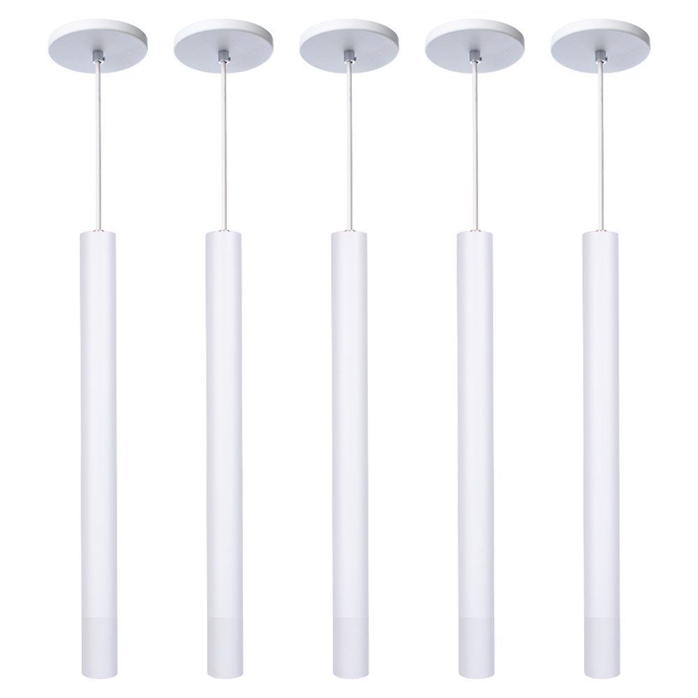 Kit 9 Pendente Luminária Tubo Branco 40 Cm - 1