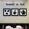 Kit 3 Quadros Decorativos Cantinho do Café + Frase 3d Relevo:preto e Branco - 1