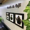 Ver imagem 3 de Kit 3 Quadros Decorativos Cantinho do Café + Frase 3d Relevo:preto e Branco