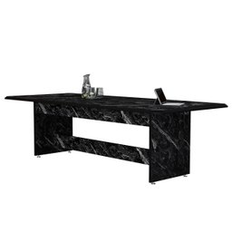 Mesa de Jantar 220x90 em Mdf com Tampo Marmorizado e Base Pérola Design Moderno e Elegante - 1