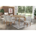 Ver imagem 1 de Conjunto: Mesa de Cozinha Londrina Tampo Madeirado C/ Vidro 180x90cm e 6 Cadeiras Melissa Capuccino/