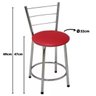 Banqueta Baixa Cromada com Encosto para Cozinha Assento Vermelho - 2
