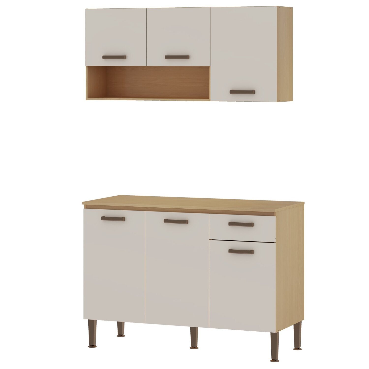 Lavanderia Modulada 2 Peças,1 Armário Aéreo e 1 Balcão 120cm Essência 100% Mdf - 2