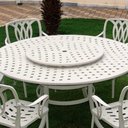 Ver imagem 2 de Conjunto de Jardim Mesa Giratória 6 Cadeiras, Ombrelone e Espreguiçadeira Piscina Bege