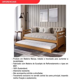 Sofá Cama Bicama Solteiro Madeira Maciça Lux - 8